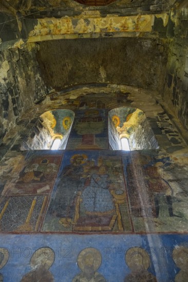 Church with impressive frescoes and religious representations on the walls, Akhtala monastery, Akhtala town, Lorikeet province, Armenia