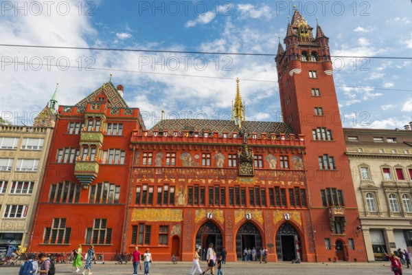 Exterior view of Red Town Hall, Market Square, Basel