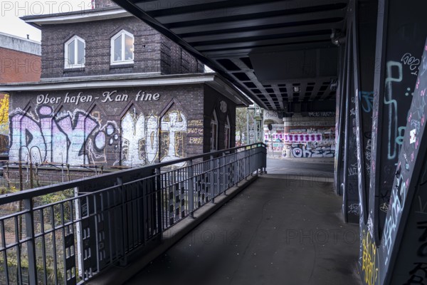 Oberhafenbrücke with harbour canteen, Hammerbrook, Hamburg, Germany