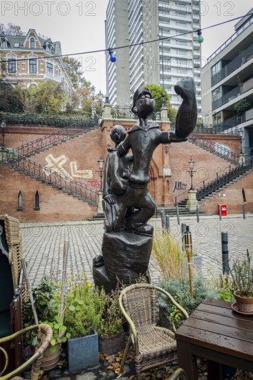 Popey sculpture, comic book character, Altona-Altstadt, Hamburg, Germany