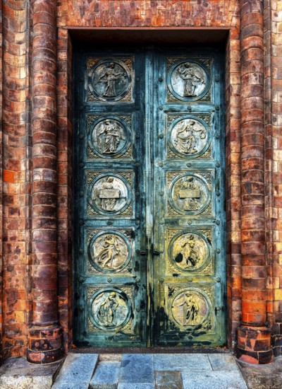 Historical portal at Friedrichwerder Church in Berlin Mitte, Germany