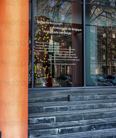 Entrance to the Belgian Embassy in Jägerstraße in Berlin Mitte, Germany
