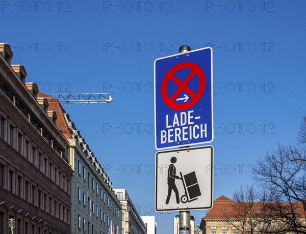 New road signs for delivery traffic, stopping in the charging area, Berlin, Germany