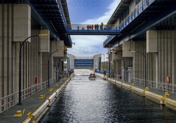The newly built and already operational ship lift in Niederfinow, Brandenburg, Germany