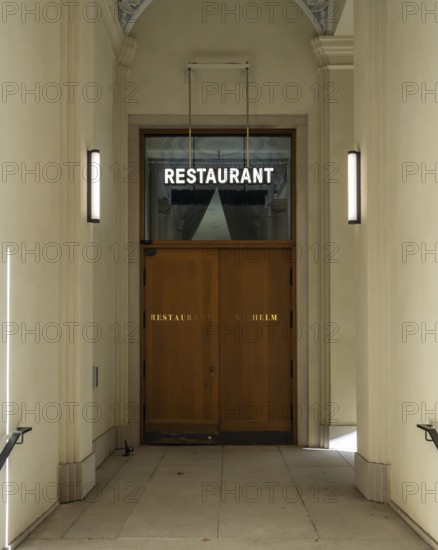 Entrance to a restaurant in Berlin's Humboldtforum, Berlin, Germany