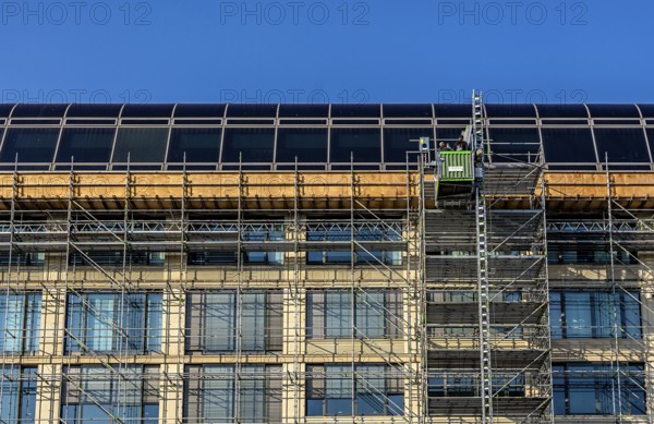 Scaffolding on the façade of the Radisson Hotel Berlin, Karl-Liebknecht-Straße, Berlin, Germany