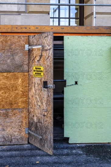 Construction fence at the playhouse on the Gendarmenmarkt, Berlin, Germany