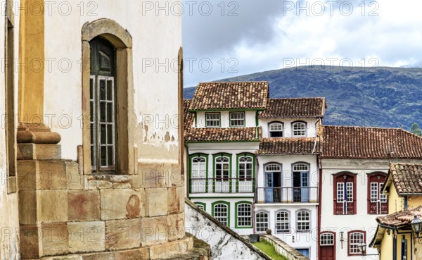 Typical architecture of the historic city of Ouro Preto, with a blend of baroque and colonial styles