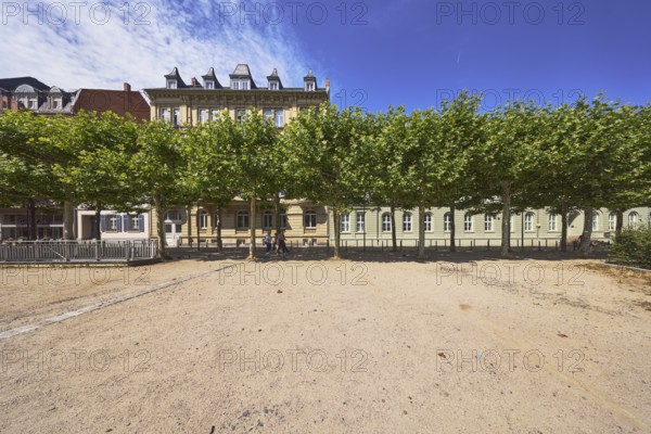 Hessian Ministry of Culture, Education and Opportunities, general architecture, houses, historic building, windows, dormers, blue sky, altocumulus clouds, Luisenplatz, Wiesbaden, state capital, district-free city, Hesse, Germany