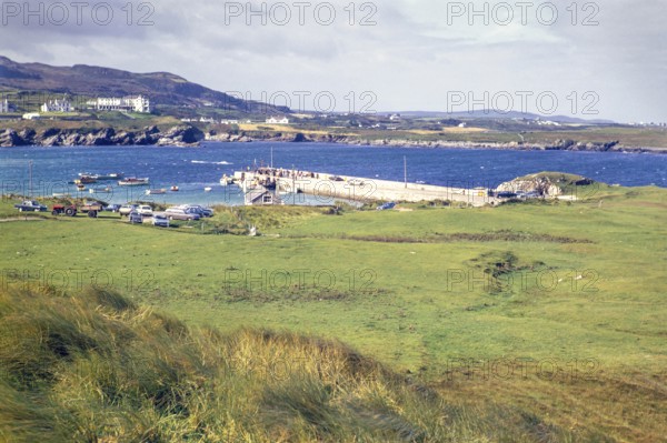 Pier at coastal fishing village of Portnablagh, Sheephaven Bay, County Donegal, Ireland 1971