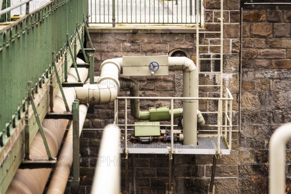 District heating pipeline on the banks of the Wupper, Wuppertal, Germany