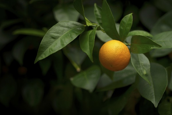 Fruits of the orange (Citrus sinensis) on the tree, greenhouse, Wilhelma, Zoological-Botanical Garden, Stuttgart, Baden-Württemberg, Germany