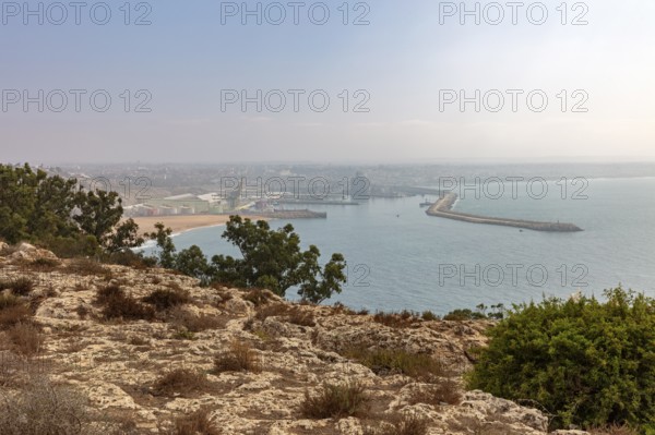 View over the harbor and the sea to the city