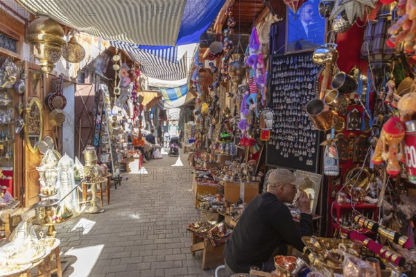 A lively souk with a variety of exotic goods and crafts