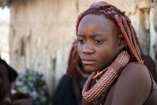 Portrait, Himba woman, traditional Himba village, Kaokoveld, Kunene, Namibia