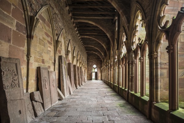 Cloister, Gothic Church of St. Peter and Paul, Saints-Pierre-et-Paul, Wissembourg, Weissenburg, Alsace, Bas-Rhin Department, France