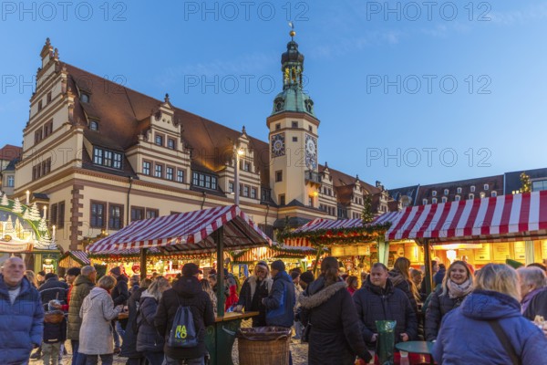Leipzig Christmas market on the market in front of the Old Town Hall, Leipzig, Saxony, Germany