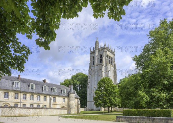 Tower of the Abbey of, Le Bec-Hellouin, Eure, France