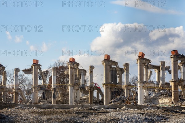 Washington, DC - Demolition of RFK Stadium. The stadium hosted baseball, football, soccer, and other events from 1961 to 2019. It will be replaced by a $3.7 billion stadium for the National Football League's Washington Commanders
