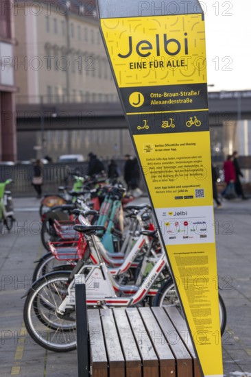Jelbi Station der Berliner Verkehrsbetriebe, BVG, here BVG customers can combine various mobile sharing and public transport offers, providers of various e-scoots, bike offers, taxis, bus, train, Germany