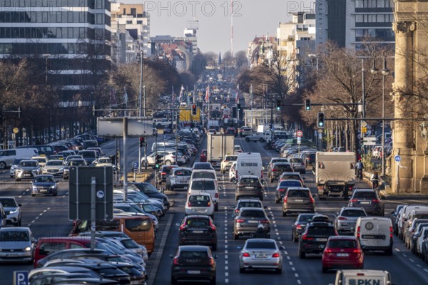 Heavy city traffic on the 17th of June road towards Ernst-Reuter-Platz, Berlin, Germany