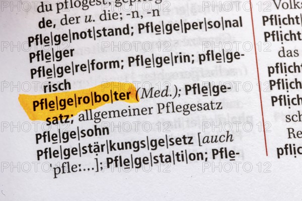 Care robot. Term from the Duden. Standard work of German spelling, 29th edition. germany