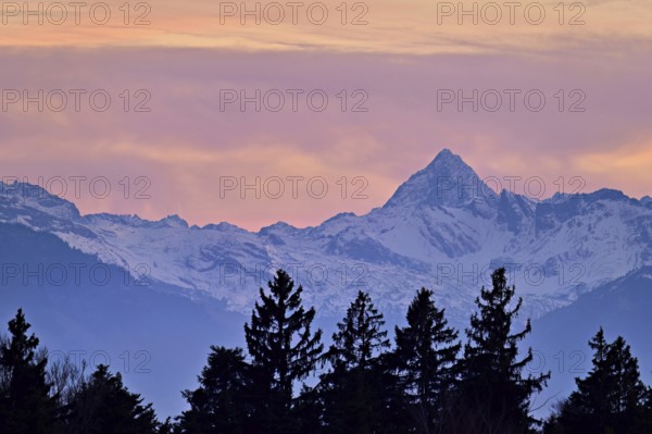Snowy Ritzlihorn in evening light, Bernese Alps, Canton, Bern, Switzerland