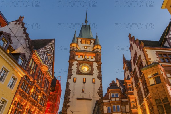 The historic Swabian Gate in the evening light, Freiburg im Breisgau