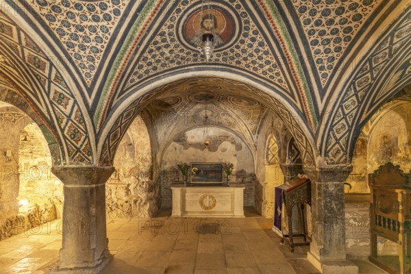 Crypt of the Catholic Monastery of Hosios Luke, UNESCO World Heritage Site in Steiri, Greece