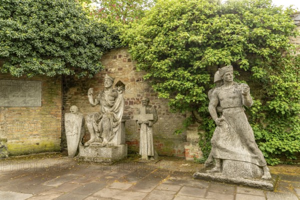 Statues of the Franconian-Salian emperors in the cathedral garden of Speyer, Rhineland-Palatinate, Germany