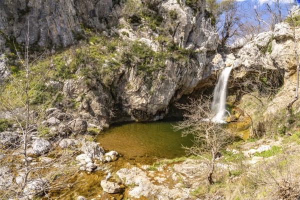 The Drymonas Waterfall on the island of Euboea or Evia, Greece