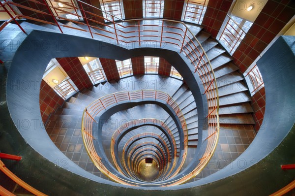 Interior view, staircase, round, Sprinkenhof office building, Free and Hanseatic City of Hamburg, Germany