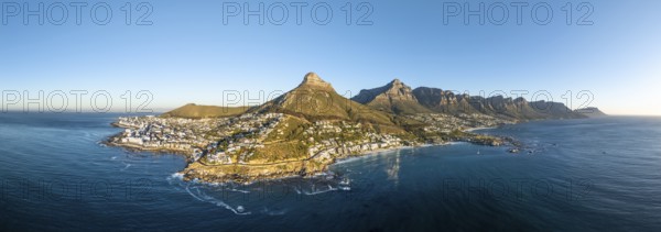 Cityscape, Aerial View, Ocean with Bantry Bay, Clifton Beach, Camps Bay and Lion's Head, Cape Town, South Africa