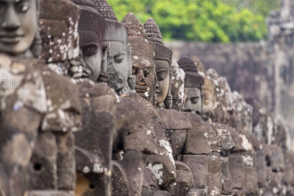 54 demons on the bridge at the south gate of Angkor Thom (Hindu myth of the Cherry of the Milk Ocean), UNESCO World Heritage Site, Angkor Wat, Siem Reap, Cambodia