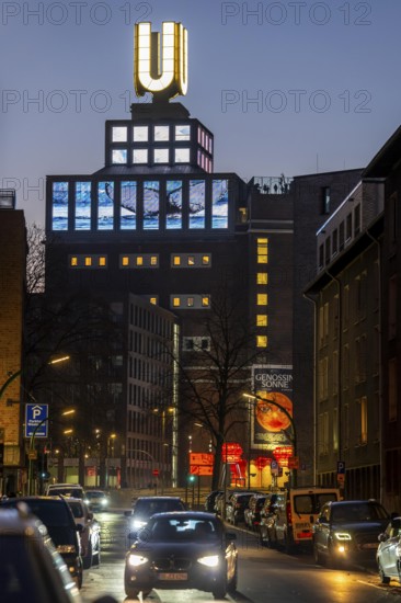 The Dortmunder U, art museum, former brewery, video screens in windows, North Rhine-Westphalia, Germany