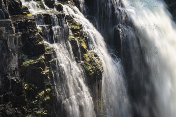Water plunges into the depths, Victoria Falls with gorge, Zambezi, Zimbabwe
