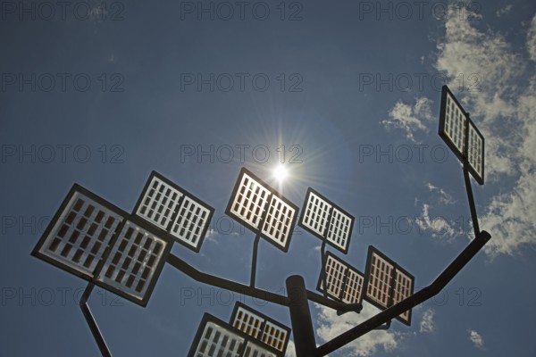 Solar-tree in the Ulm residential area solar city, Ulm, Baden-Wurttemberg, Germany