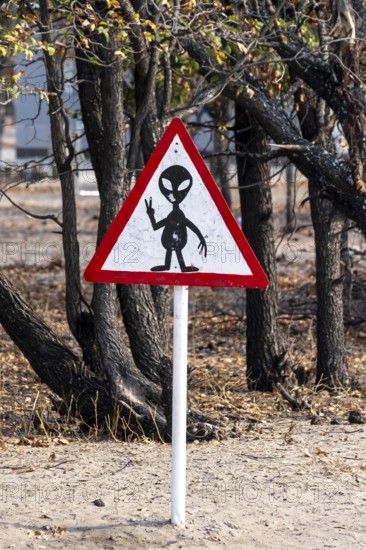 Street sign, attention alien, funny, Botswana