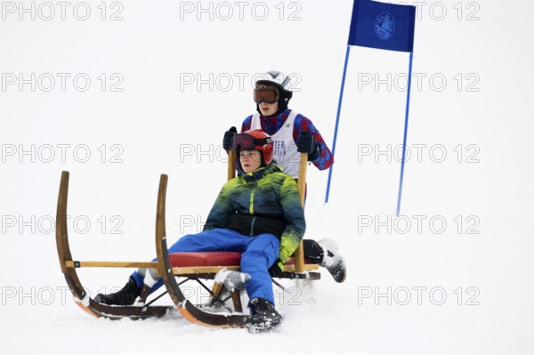 Horn sled racing, Waldau, Black Forest, Baden-Württemberg, Germany