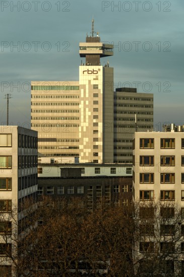 RBB Broadcasting Center, Berlin-Brandenburg Radio, TV, Television Center in Morning Light, Berlin, Germany