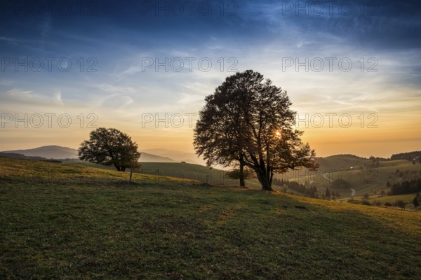 Weather forecast in autumn, sunset, Schauinsland, Freiburg im Breisgau, Black Forest, Baden-Württemberg, Germany