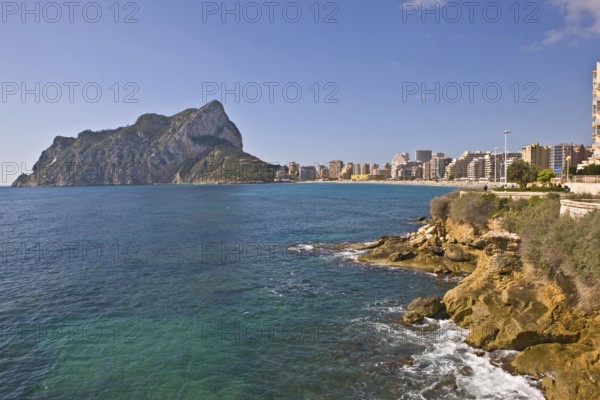 La Fossa-Levante Beach, Penon de Ifach landmark, Calpe Valencia, Costa Blanca, Spain