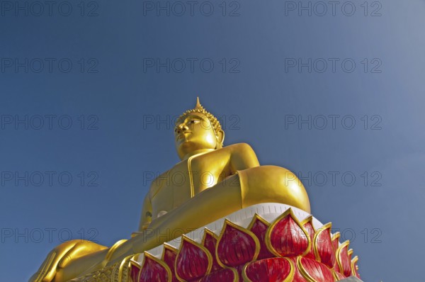 Bhumispara mudra, Buddha Gautama at the moment of enlightenment, Nong Khai, Thailand, Asia