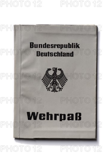 Official military passport, ID card for military service soldiers, military passport of the Federal Republic of Germany from 1976, period of the Cold War, exemption with shadow, white ground, Germany