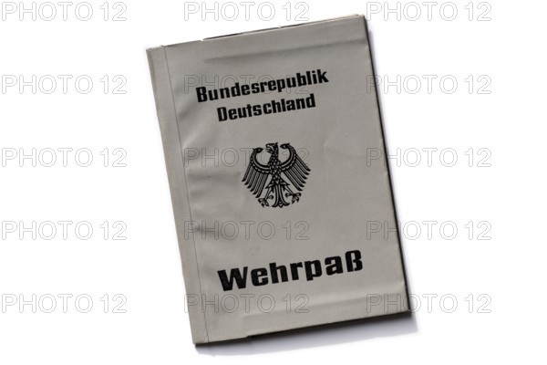 Official military passport, ID card for military service soldiers, military passport of the Federal Republic of Germany from 1976, period of the Cold War, exemption with shadow, white ground, Germany