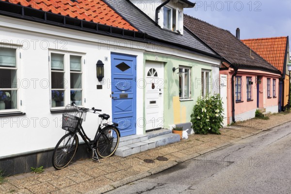 Colourful traditional houses, picturesque old town, Ystad, Sweden