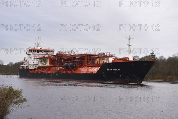 LNG tanker TITAN VISION sails in the Kiel Canal, NOK, Kiel Canal, Kiel Canal, Schleswig-Holstein, Germany