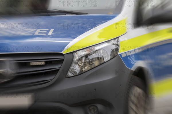 Close-up of a police vehicle as a symbol of a police operation