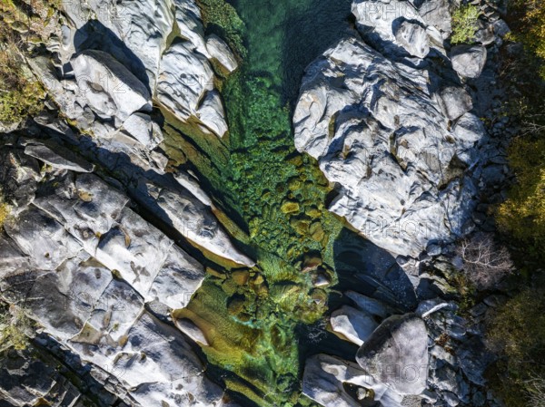 Verzasca mountain river, rock structures, Valle Verzasca, Tessin, Switzerland