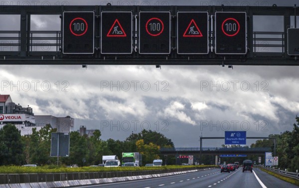 Electronic traffic control on the A9 motorway, Hof, Upper Franconia, Bavaria, Germany